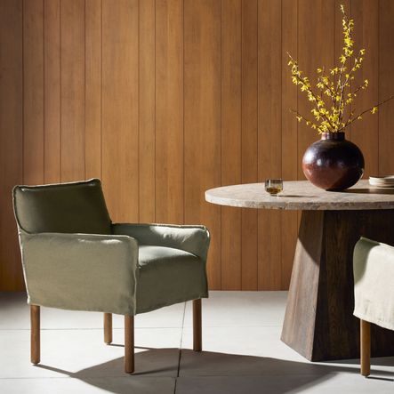 SHOP THE LOOK: Addington Slipcover Dining Armchair | SHOP THE COLLECTION