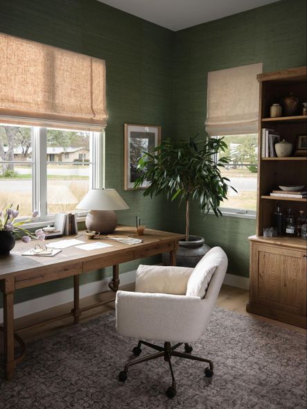 SHOP THE LOOK: Salerno Desk Chair, Edison Desk, Dumont Bookcase, Civita Vase in Aged Black