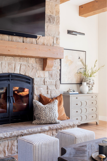Design by Bodine White | Photography by Emily Sewell | SHOP THE LOOK: Kaz Textured Ivory / Light Gray Throw Pillow, Aria Leather Pillows - Set of 2