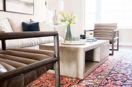 SHOP THE LOOK | Habitat Sofa, Fitz Chair, Dillon Coffee Table, Safflower Blue Velvet Pillow