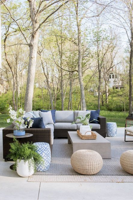 SHOP THE LOOK: Tulip Side Table, Isle Grey & Black Rug, Denim Colorblock Flower Vase