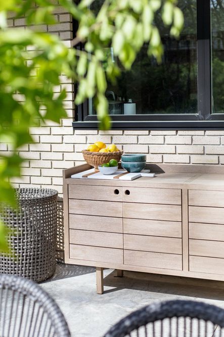 SHOP THE LOOK: Lula Outdoor Sideboard, Natural Basket Set, White Mod Charcuterie Board