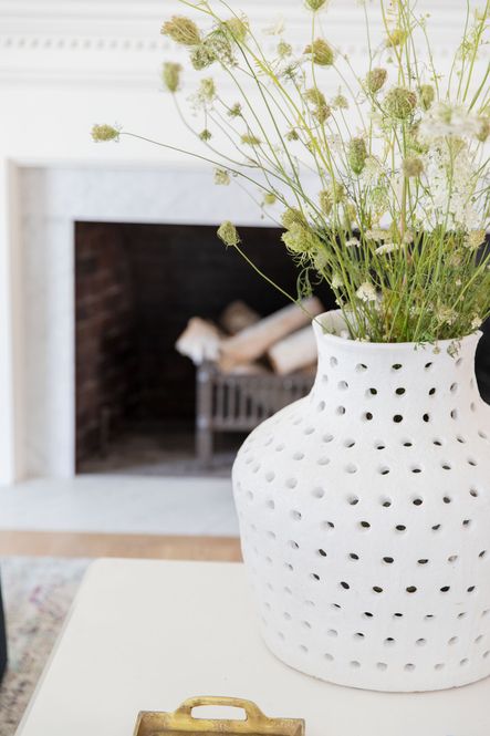 SHOP THE LOOK: The Porous Vase, Anastasia Silver / Plum Rug, Abbott Tray, Cassidy Coffee Table