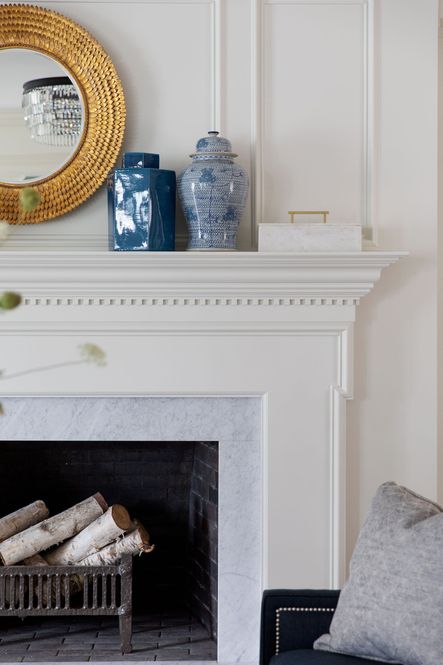 SHOP THE LOOK: Petal Mirror, Blue &amp; White Chain Temple Jar, Marble Box &amp; Lid