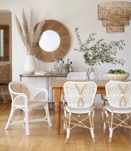 SHOP THE LOOK: Bolinas Dining Chair | Kaivah Large Vase | Clemente Arm Chair | High Ball Mirror