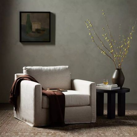 SHOP THE LOOK: Hampton Upholstered Evere Oatmeal Slipcover Chair And A Half