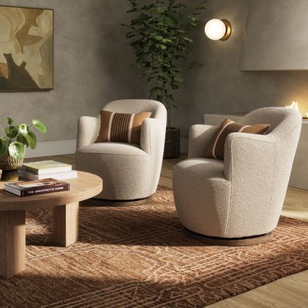 Aurora Small Upholstered Knoll Natural Round Swivel Chair