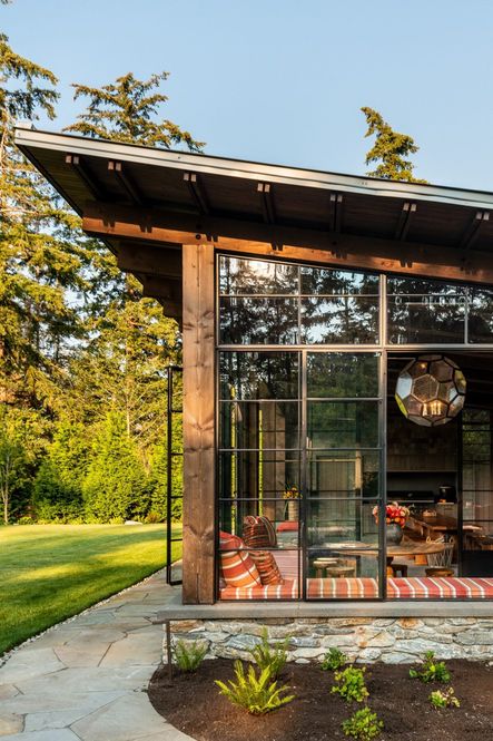 Fundamentally built for function, this fieldhouse is the perfect place for entertaining. The owners of this property wanted this structure to gather friends and family to celebrate each other in.Architecture by Hoedemaker Pfeiffer | Photo by Andrew Giammarco | Project Whidbey Island Fieldhouse